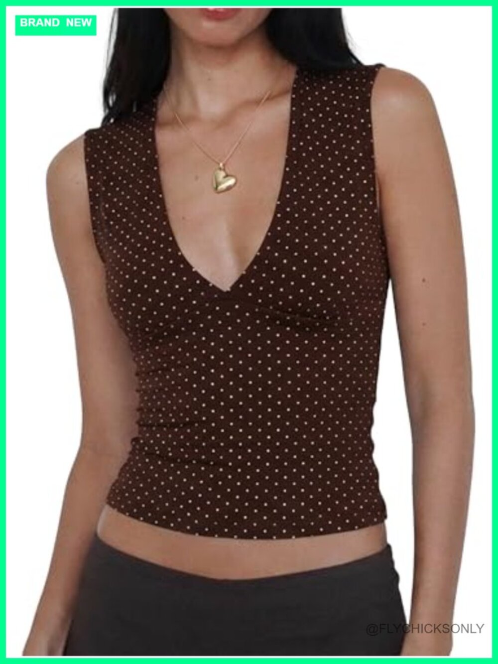 Sleeveless Deep V Neck Crop Tank Top Stretchy Slim Fit Summer Going Out Top